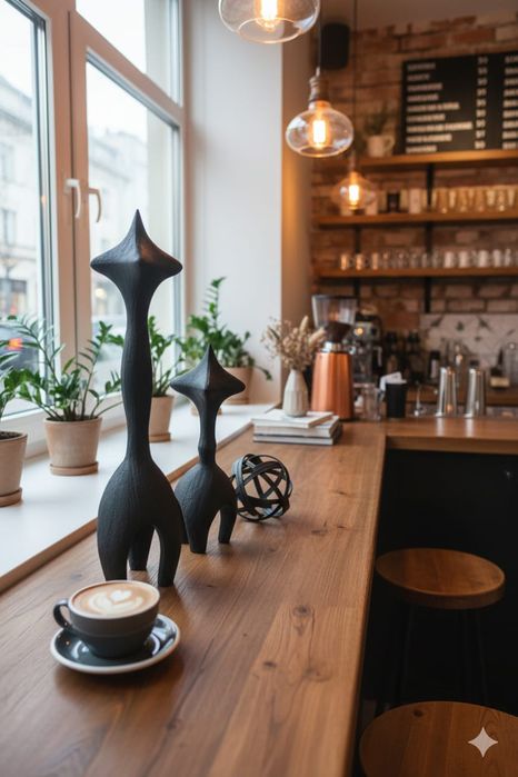 Статуэтки и металлический шар для декора