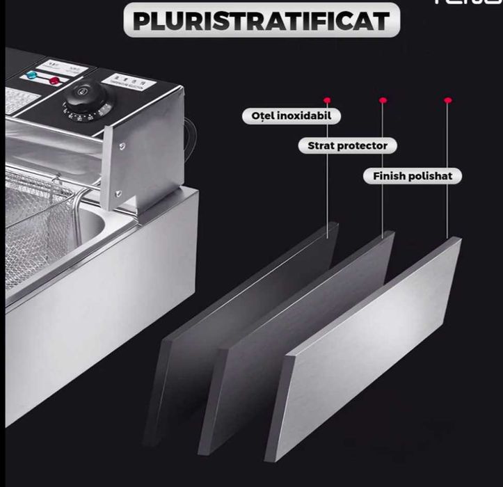 Friteuza electrică inox de 6 litri 2500W