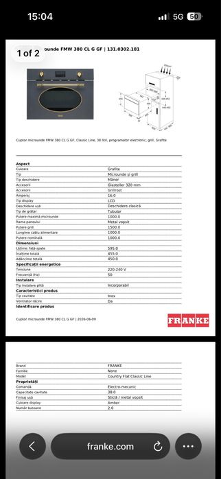 Cuptor cu microunde incorporabil FRANKE