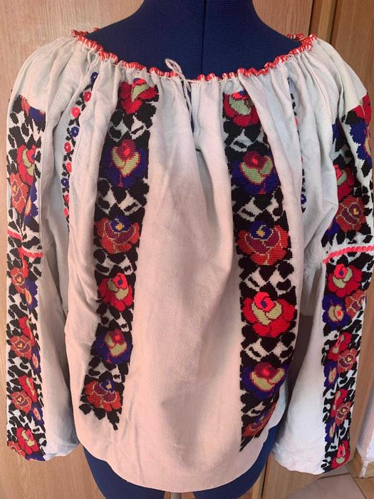 Ie vintage traditionala bumbac manual alb/negru/rosu/mov M/L