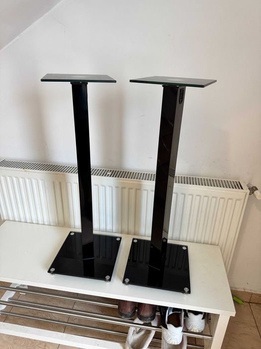 Stand pentru boxe de raft BLACKMOUNT din Aluminiu si Sticla set 2.buc ...