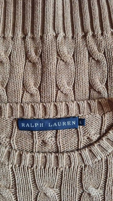 Pulover bej Ralph Lauren, bumbac 100%, marimea L