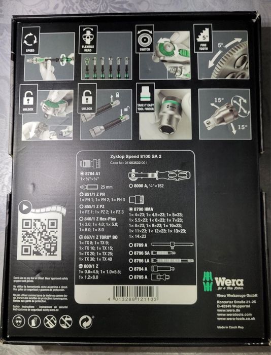 Trusa chei tubulare hexagonale 1/4" Zyklop Speed, 42-buc., WERA
