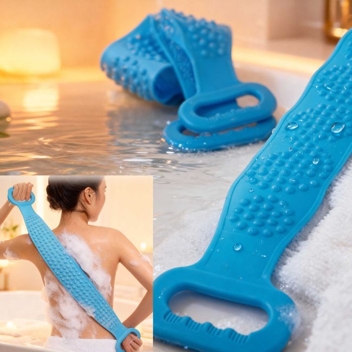 Perie de baie din silicon pentru spate masaj corporal si curatare 75cm