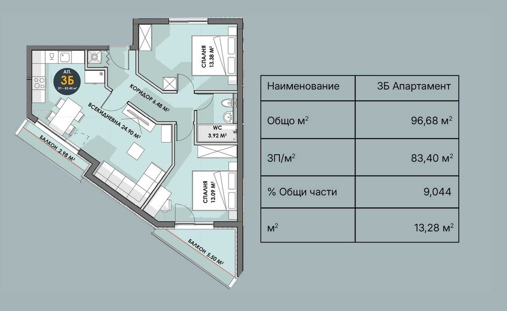 Продава се Тристаен апартамент в Плевен, Дружба 1 - 97 кв.м за 950 €/кв.м - Снимка #3