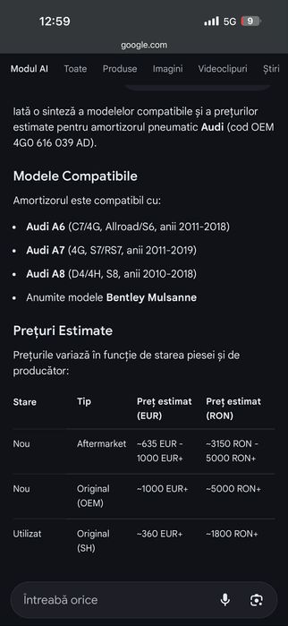 Vând amortizoare cu perne Audi