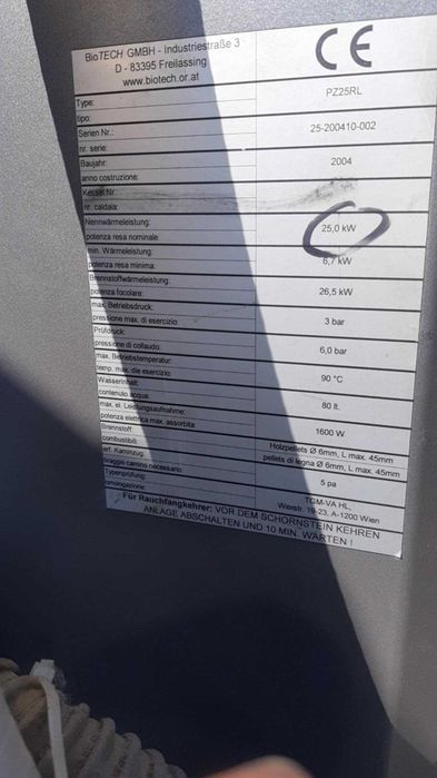 Centrala pe peleti Biotech 25 kw ,Boiler,