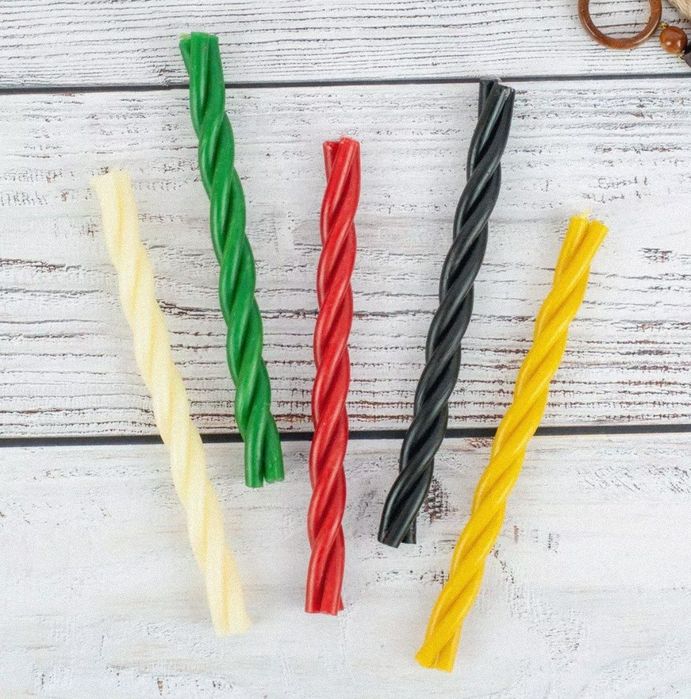 Тонкие цветные свечи из пчелиного воска из России