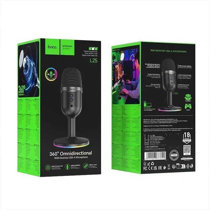 Hастольный микрофон | HOCO L25 RGB desktop microphone