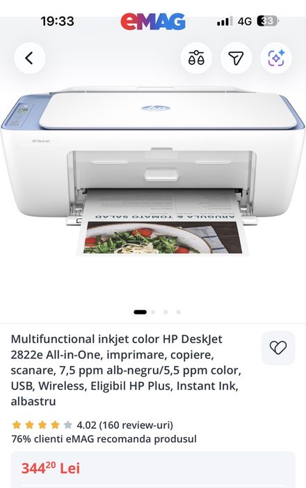 Imprimanta multifunctionala HP All in one 2822e