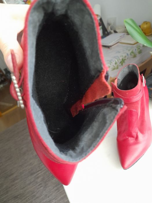 Cizme piele rosii toc - 36