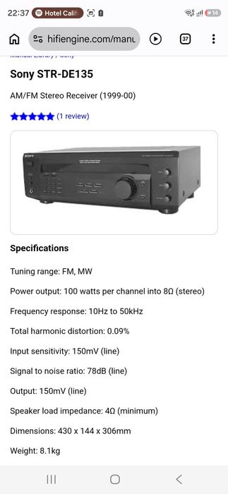 Receiver stereo Sony STR-DE135