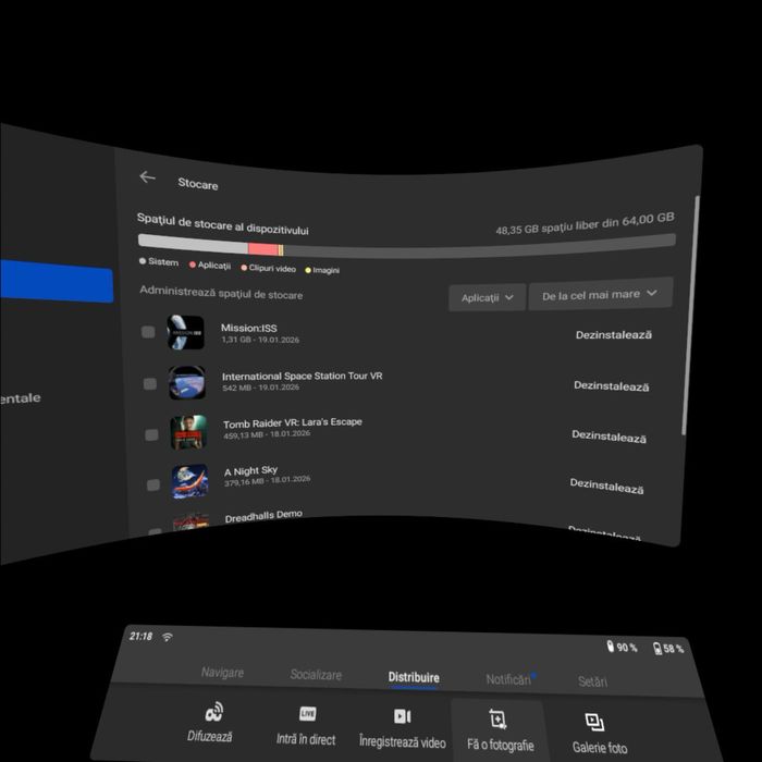 Ochelari VR OCULUS GO 64 gb memorie cu toate accesorile+cablu de 2 m