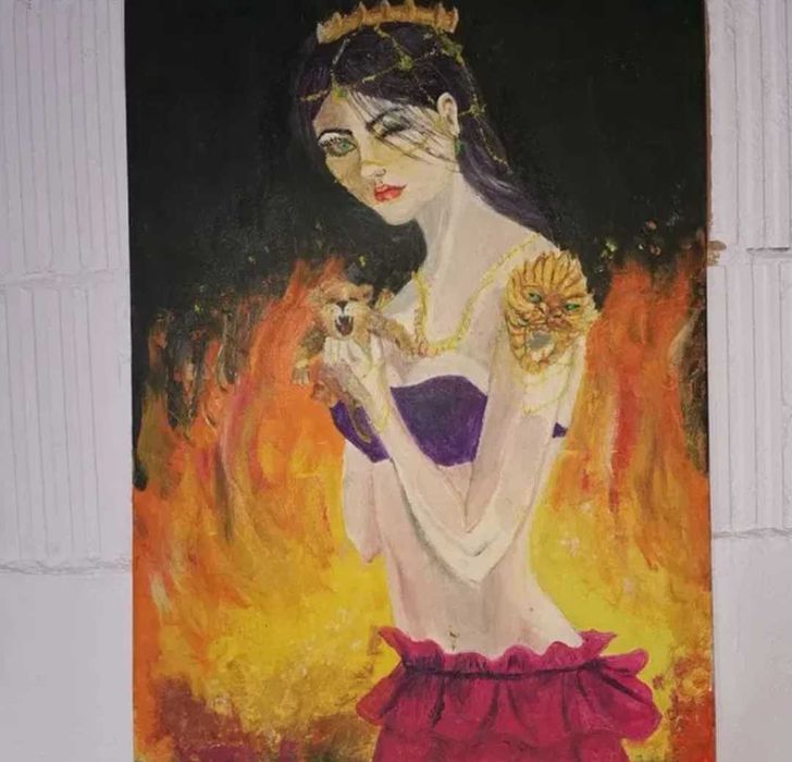 Tablou original ulei pe pânză, Imblanzirea focului