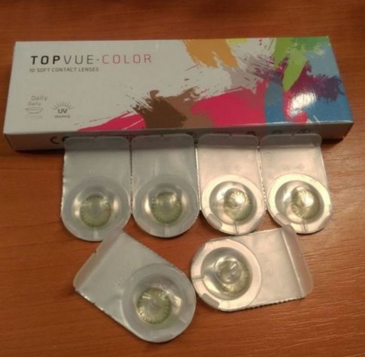 Цветни зелени сини  и сиви ,еднодневни контактни лещи TopVUE COLOR
Без