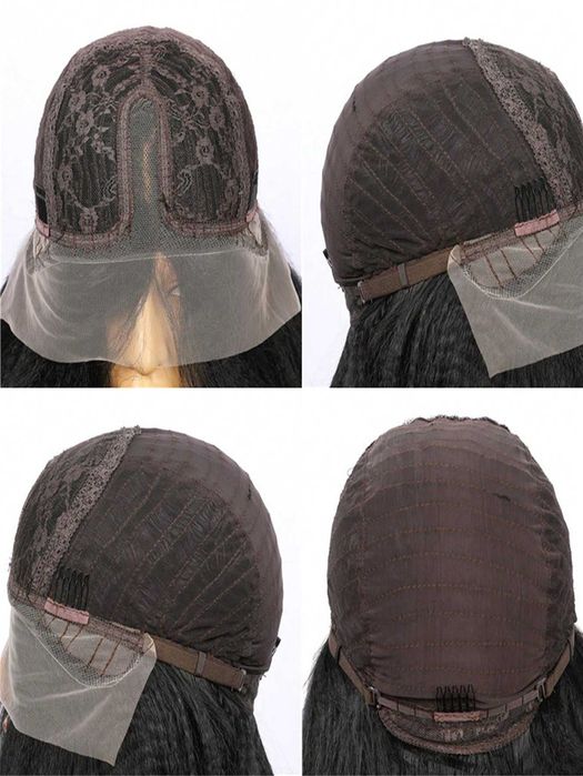 60 см черна вълнообразна дантелена перука 13*4*1