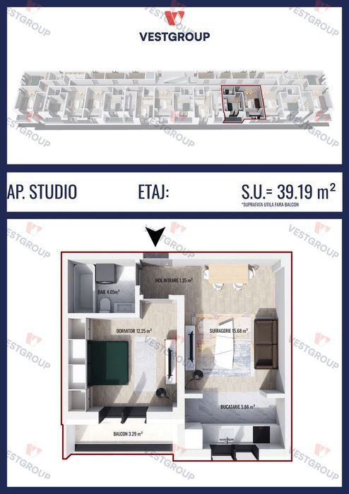 Apartament 2 Camere si Boxa Direct Dezvoltator Vest Group — fotografia 3