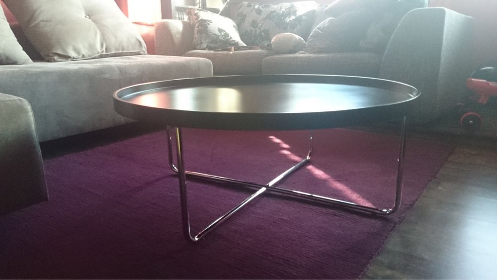 Кръгла холна маса, черна, от mdf