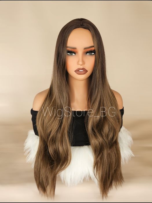 Кафява перука без бретон
