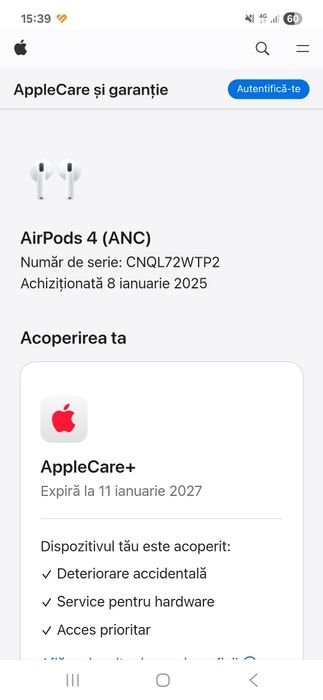 AirPods 4 ANC – folosite rar, stare excelentă