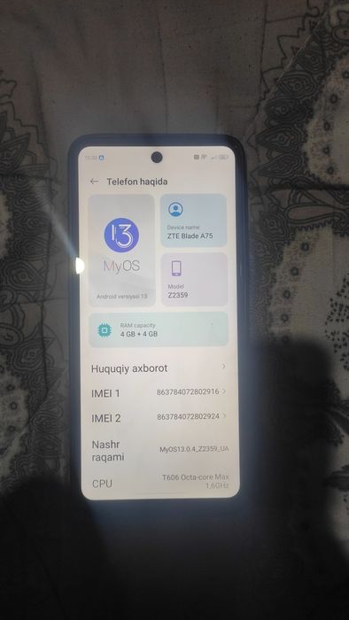 ZTe balde A75 xolati alo