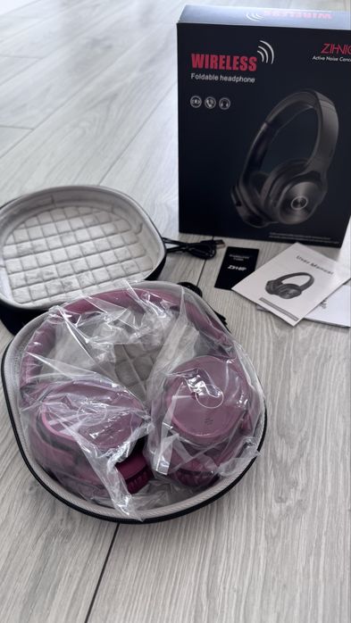 Casti wireless over ear pliabile cu Active Noise Cancelling Bluetooth microfon baterie reincarcabila