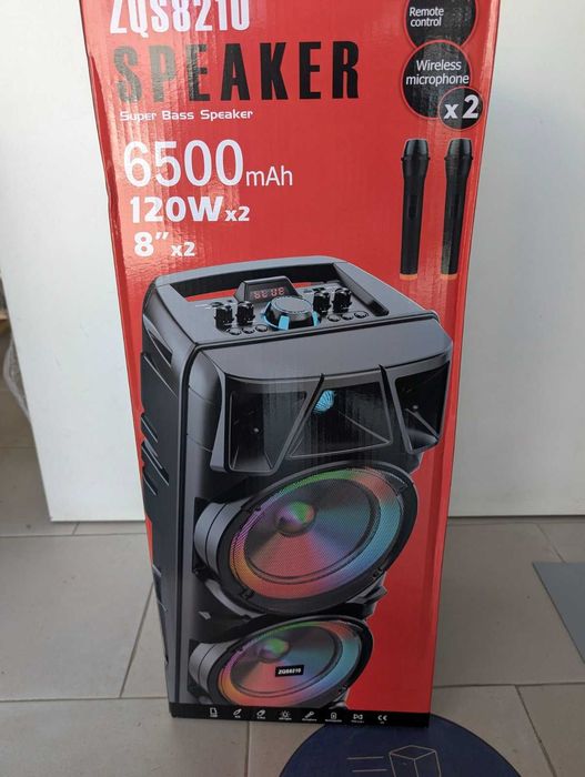 Нова Cobra ZQS8210 2х8 120W ПРЕНОСИМА КАРАОКЕ КОЛОНА цветомузика двоен