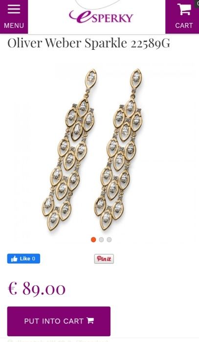 ! Cercei OLIVER WEBER cristale Swarovski placati Aur Noi