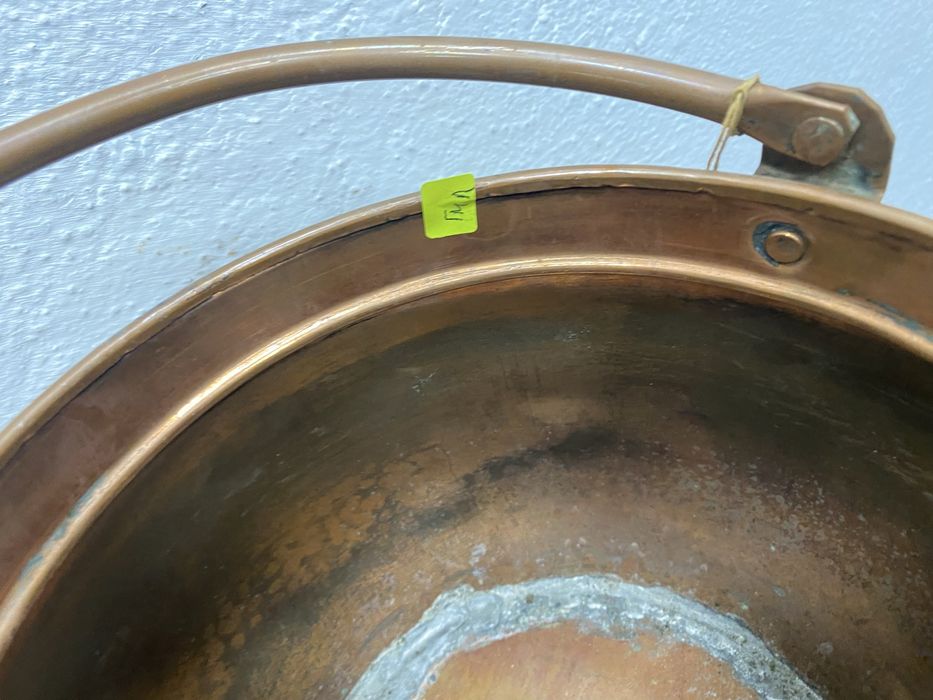 Меден съд котле с дръжка Франция 1940 1960 меден казан