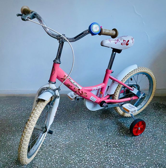 Bicicletă copii fetițe 16 inci 4-6 ani cu roți ajutătoare