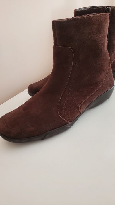 Боти естествен велур кафяв