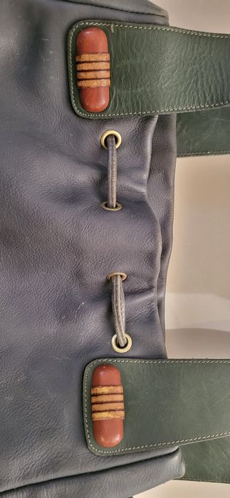 Geanta piele naturala vintage, verde