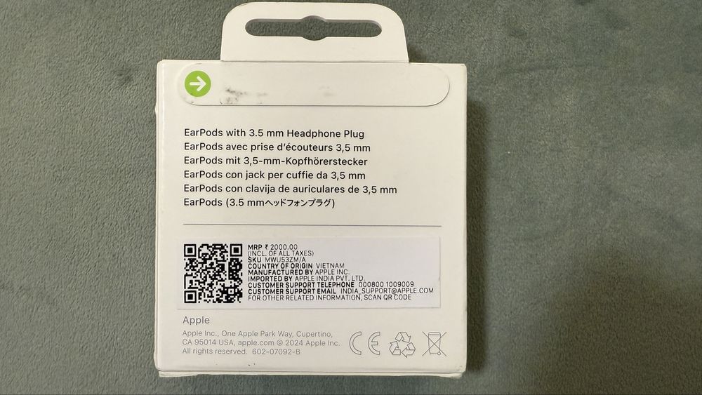 Casti Apple Earpods jack 3,5 noi