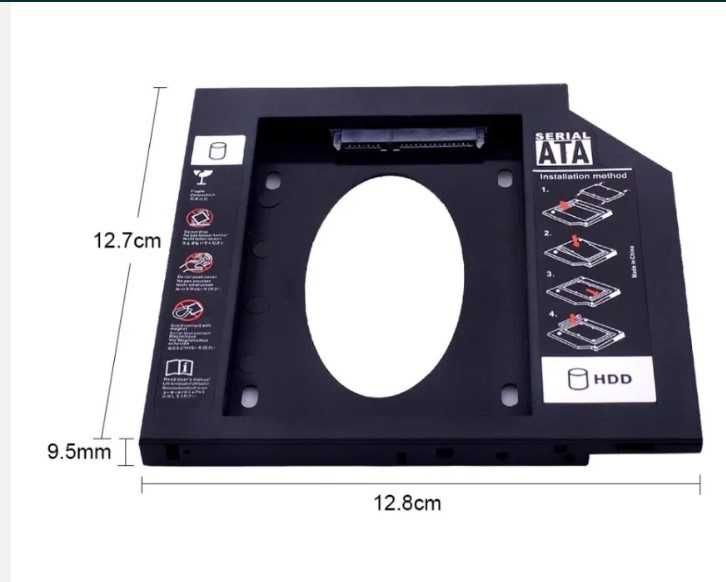 Adaptor caddy pentru al doilea hard ,ssd la laptop SATA 9.5mm , 12,7