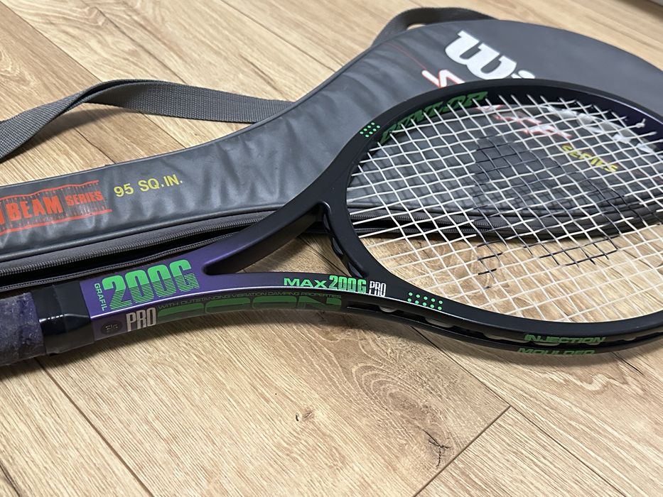 Racheta tenis Dunlop Max 200G Pro, vintage anii 80, cu husa