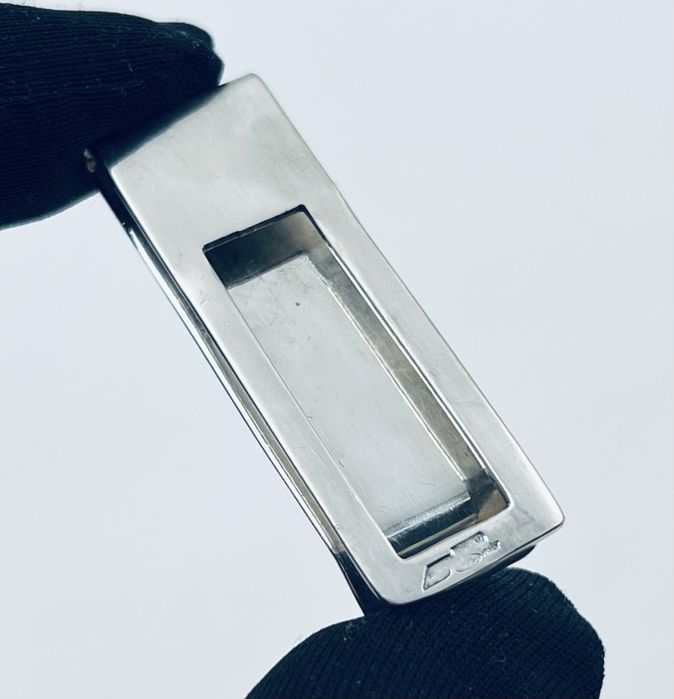 Сребърна италианска щипка за пари със злато 18к