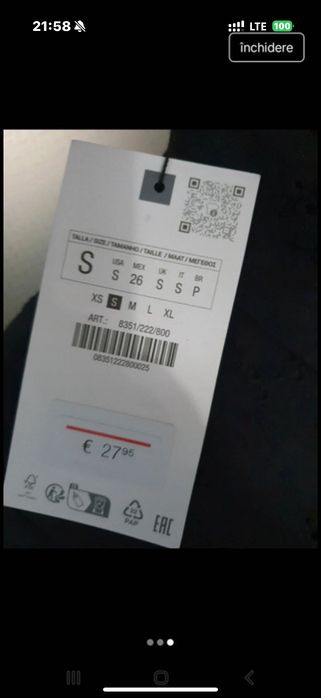 Camasa noua Zara, marimea S