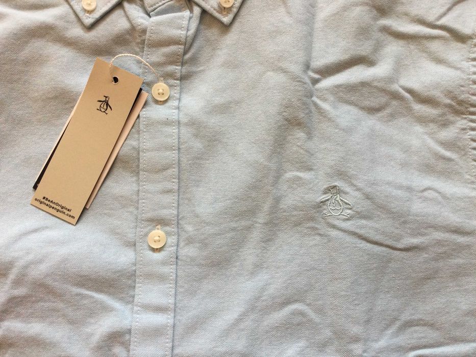 НОВА синя мъжка памучна риза ORIGINAL PENGUIN размер XXL / XL от САЩ