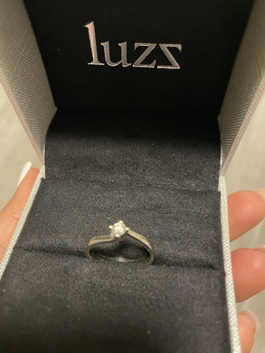 Пръстен с диамант, бяло злато 18к