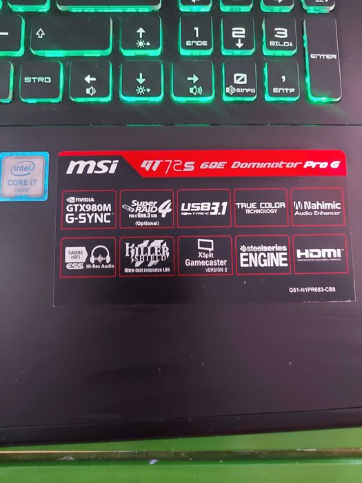 Laptop Gaming MSI GT72S 6QE Dominator Pro G