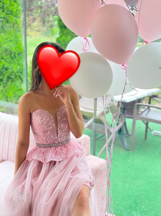 Бална розова рокля ХС