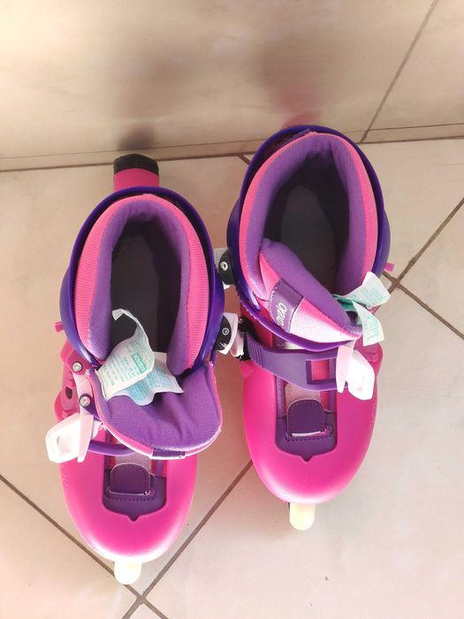 Комплект ролери, каска и протектори OXELO Play 3 (розоволилави)