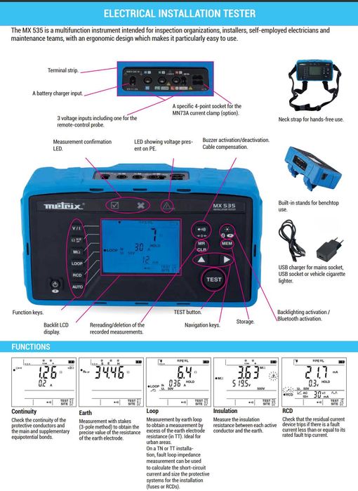 Tester Multifunctional Chauvin Arnoux MX535 include priza de pamant