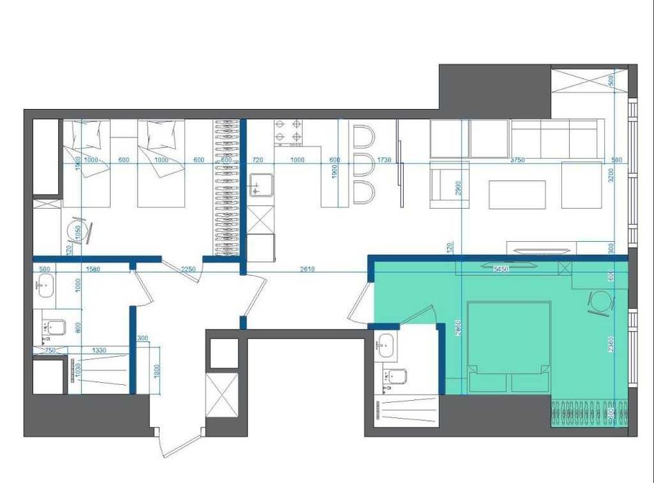 Nest One, Block A — квартира 74,2 м² на 16 этаже