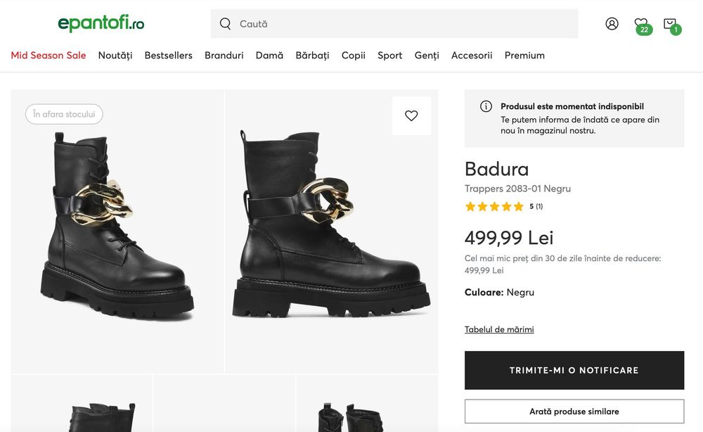 Trappers Badura 38, piele naturala, bocanci, ghete
