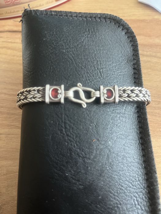 Стара сребърна гривна с емайл