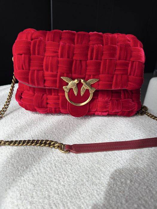 Оригинална чанта PINKO Love Bag Puff Weave Velvet - Като нова!