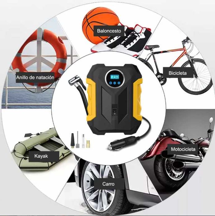 Автомобилен Компресор 12V с цифров дисплей и LED светлина 140W.