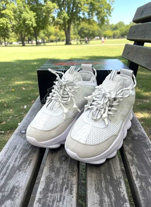 Versace Chain Reaction Alb - Adidasi Premium Piele - Full Box