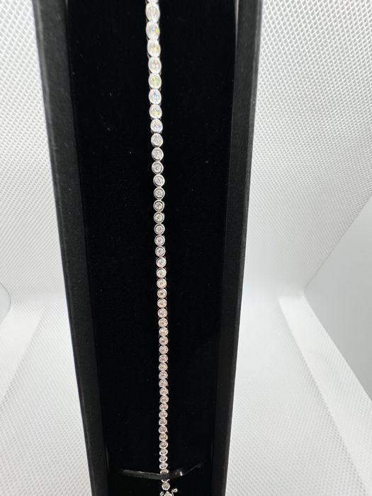 Нова сребърна тенис гривна с лаб. диаманти “Moissanite” (мойсанит)